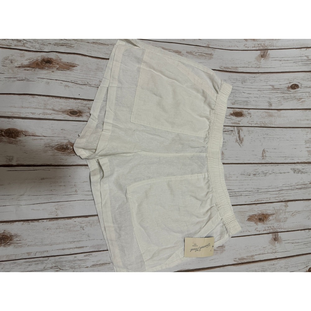Universal Thread Womens Linen Blend Elastic Waist Patch Pocket Shorts Cream L